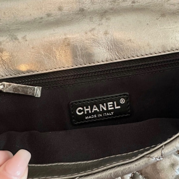 Authentic Chanel Grey CC Chain Me Timeless Flap Lambskin Leather Shoulder Bag - Picture 7 of 13